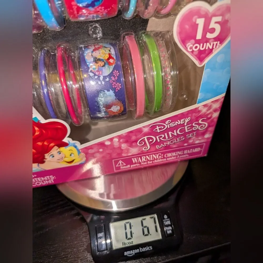 Disney Princess Bangles 15 Count Set Different Style/Color Belle Cinderella NEW